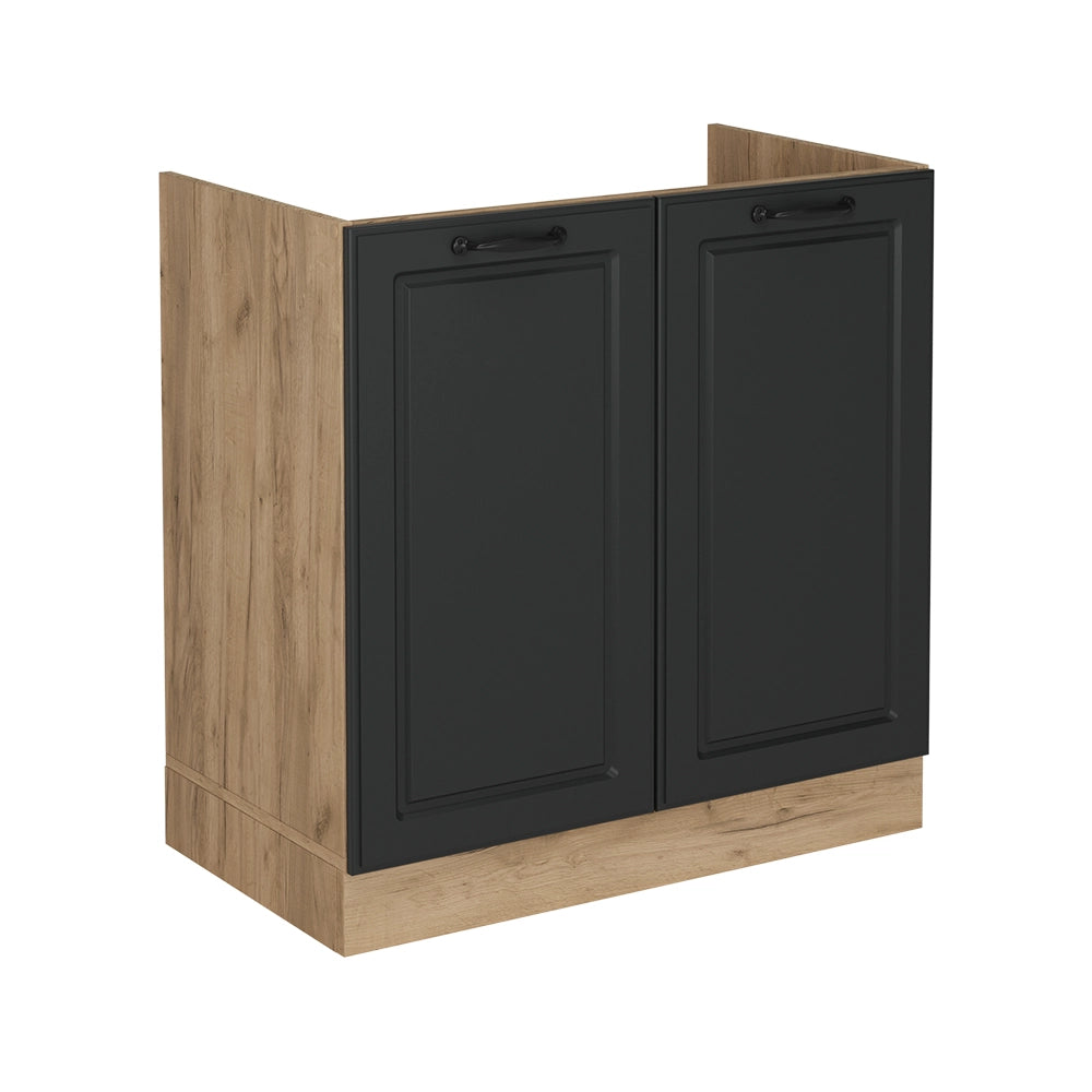 Mobile lavello cucina R-Line Antracite rustico/Rovere dorato 80 cm senza piano di lavoro Vicco