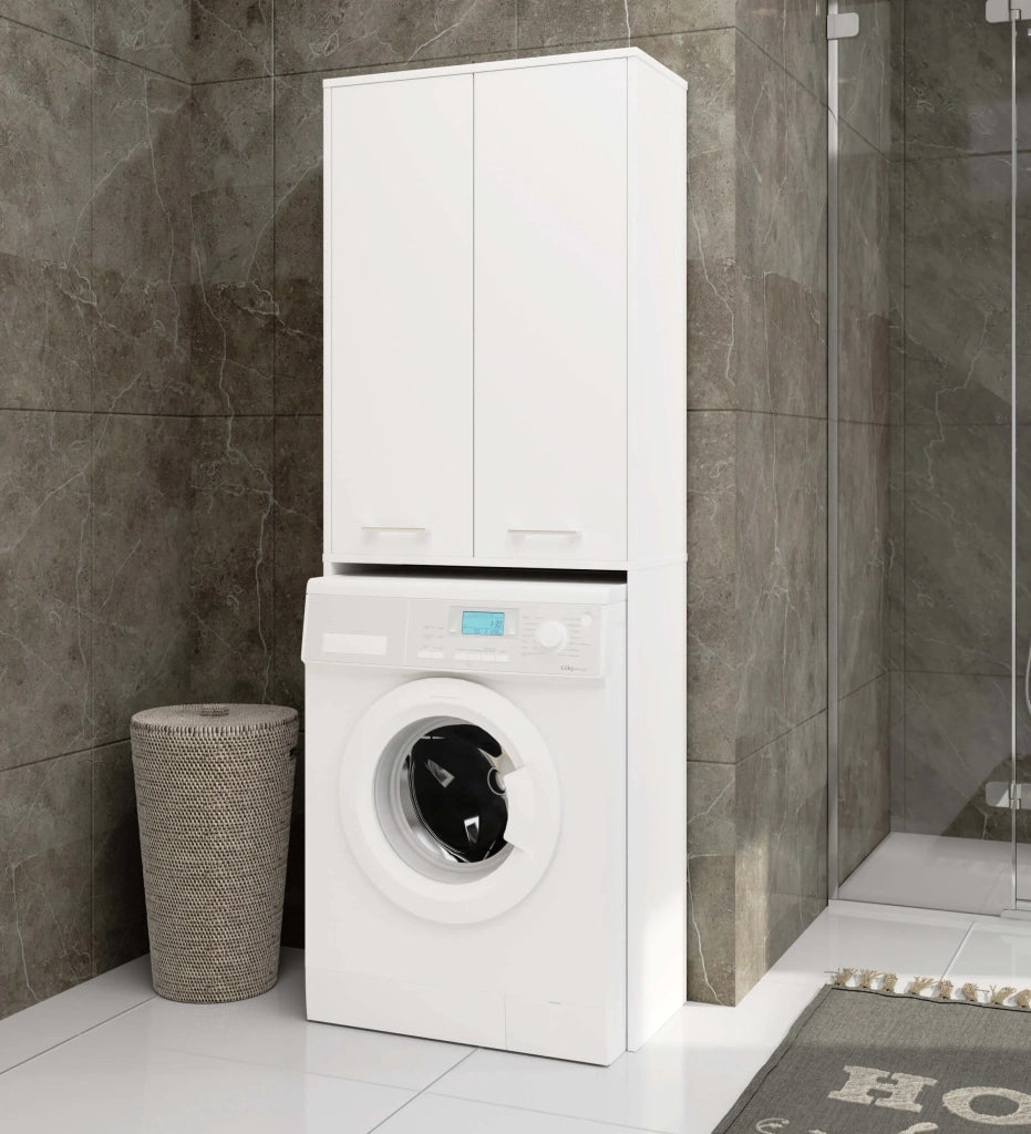 Colonna da bagno AKORD FIN per incasso di una lavatrice Bianca 64 cm 2 ante 64x30x180 cm