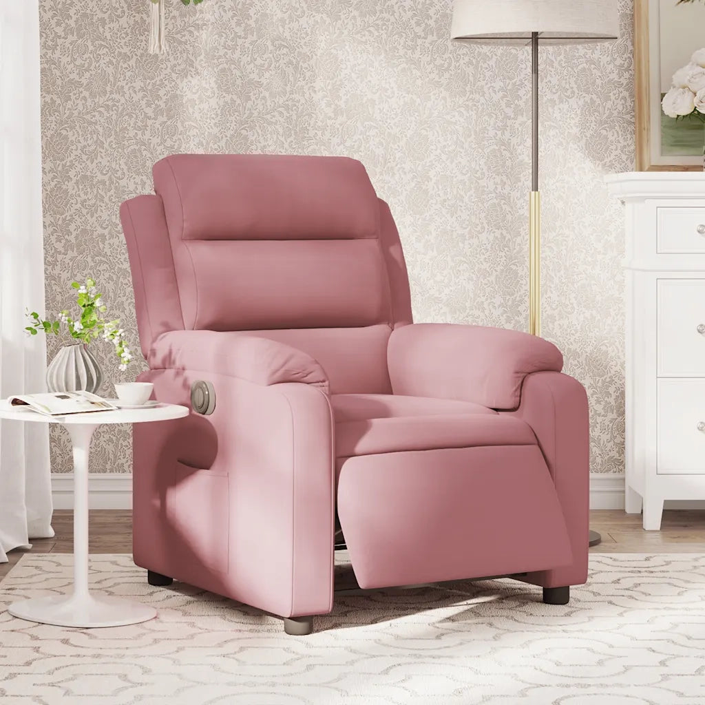 Poltrona Elettrica Reclinabile Massaggio in Velluto Rosa 3205074