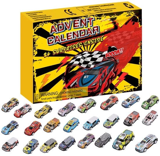 Calendario di Natale 2025 - 24 Pezzi Giochi di Auto - Calendario di Natale - Calendario di Dicembre - Giocattoli per Bambini - Dimensioni 33 x 28 x 3,6 cm - Calendario di Giochi
