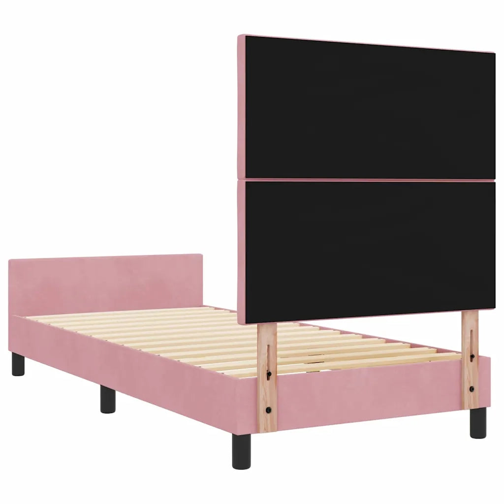 Letto a molle con testiera Rosa 100 x 200 cm Velluto 3344992
