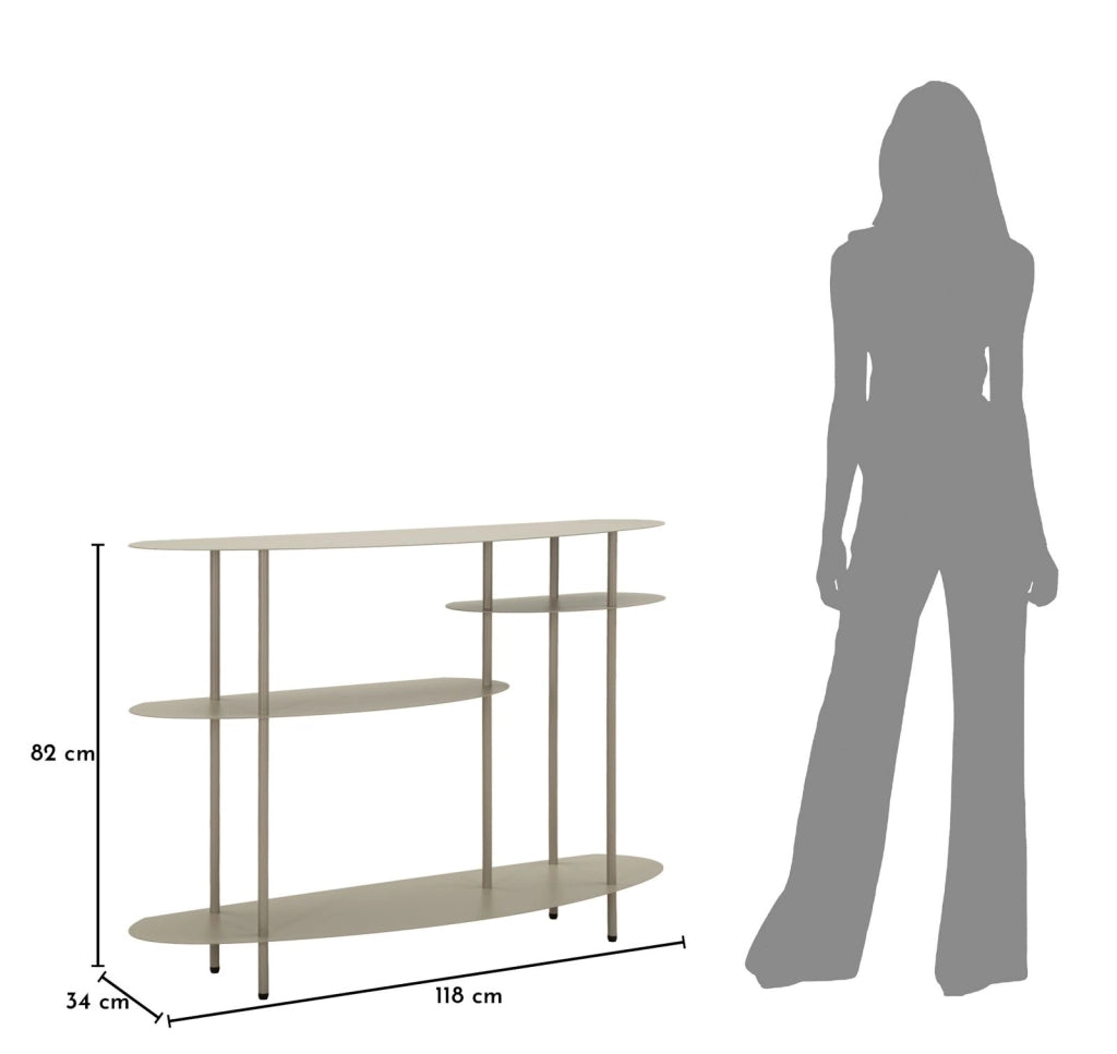 Console Saturno Plus Tortora 118x34x82 cm in Metallo Grigio tortora