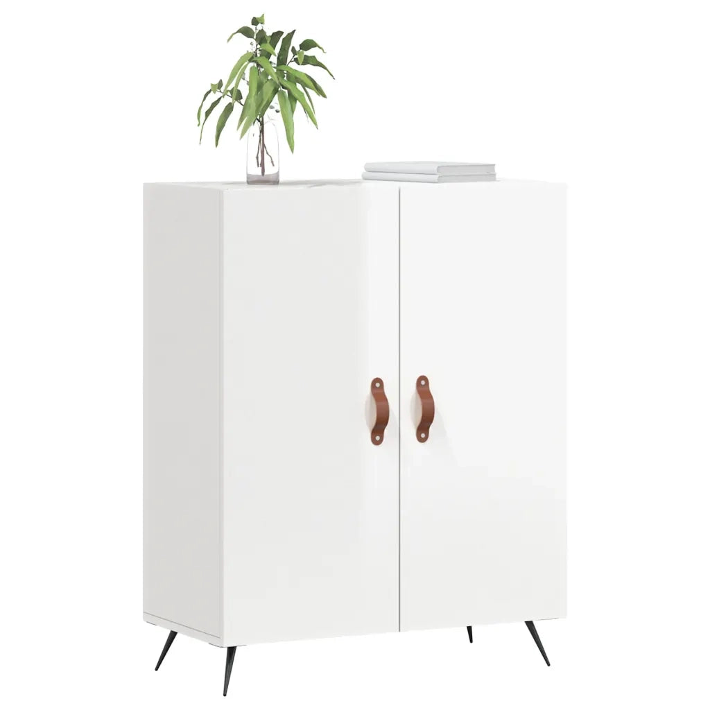 Credenza | Madia | Buffet da pranzo | Armadio da pranzo 69,5x34x90 cm in Legno Multistrato Bianco Lucido