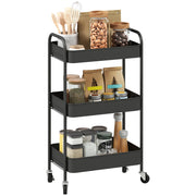Carrello di servizio con 3 ripiani forati ¨C zephmum ¨C nero 45x30.6x79 cm