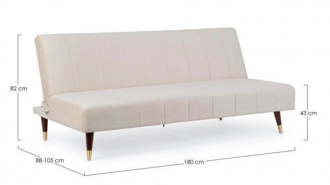 Divano Letto 3 Posti 180x88x82 cm Alma in Velluto