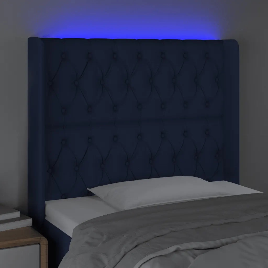 Testiera a LED Blu 93x16x118/128 cm in Tessuto 3124372