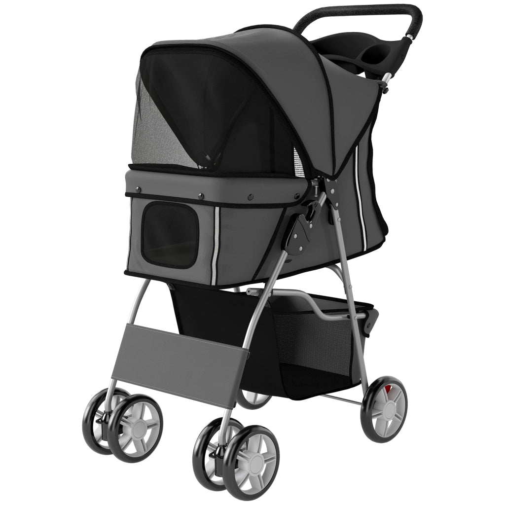 Carro per cani con cuscino lavabile e ruote ¨C zephmum ¨C 77x44x102 cm grigio scuro