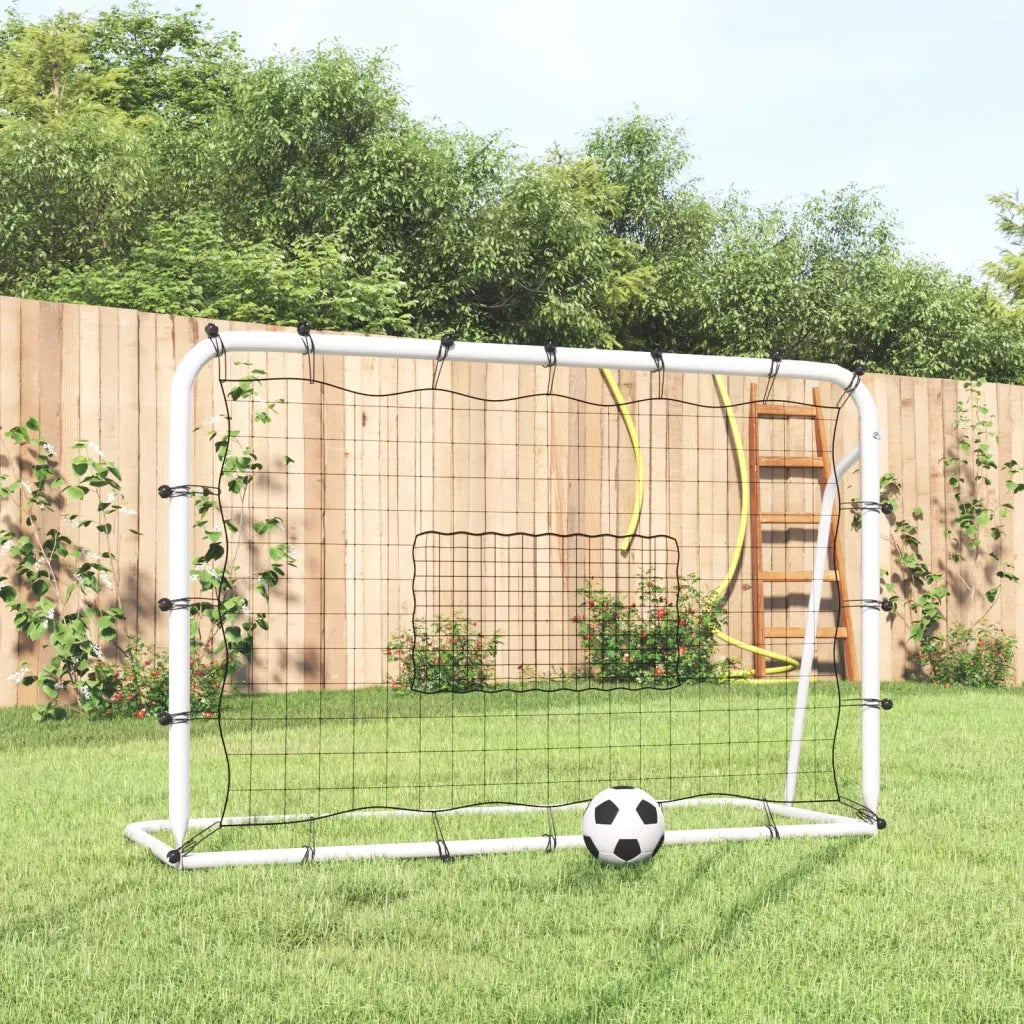 Rete Rimbalzante Calcio Bianca e Nera 184x61x123cm Acciaio e PE 93735