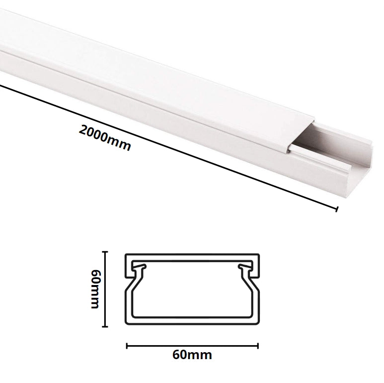 Canale bianco portacavi pvc rigido autoestinguente 60x60mm barra 2 metri