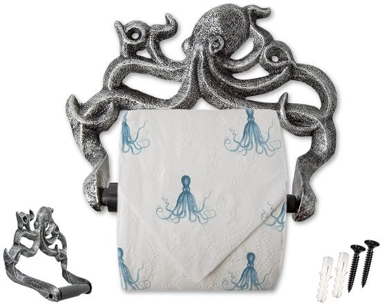 Decorazione per il water per gesso - Decorazione marina per la parete per la camera da bagno - Kraken, accessorio per la camera da bagno - Installazione facile grazie ai chiodi e alle viti inclusi