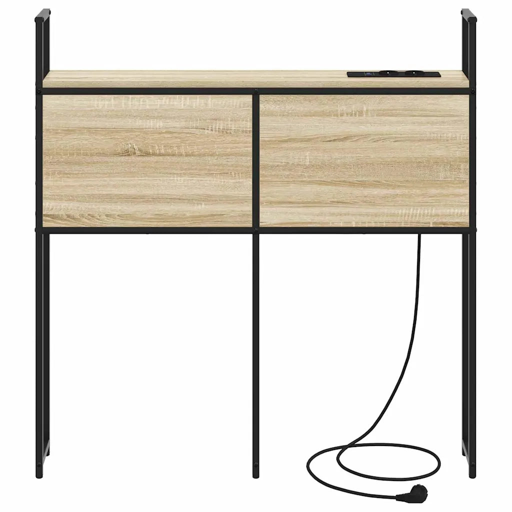 Testiera con Stazione di Carica e Storage-Testiera Multifunzionale-Testata rovere sonoma 80 cm