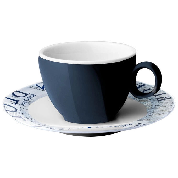 Brunner set espresso Nautical, 2 tazzine con piattino antiscivolo, melamina Resylin, senza BPA, lavastoviglie, outdoor, blu