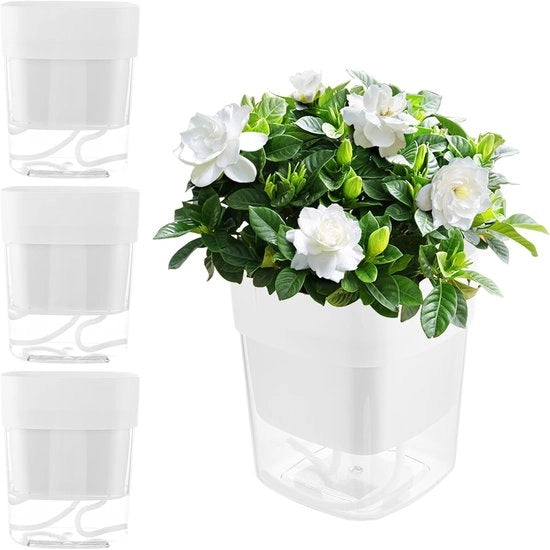 Pannelli autoirriganti - 4 pezzi - 12 cm - vaso di fiori autoirrigante con sistema di irrigazione - vaso di basilico con sistema di rinnovamento dell'acqua - vaso per erbe - cucina - per uso interno ed esterno