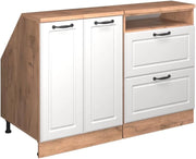 Set di mobili sottotetto Rion, Bianco casa di campagna, 120 cm Set di 2 carcasse armadio profondità 60 cm, adatto per il salvaspazio sotto tetti spioventi