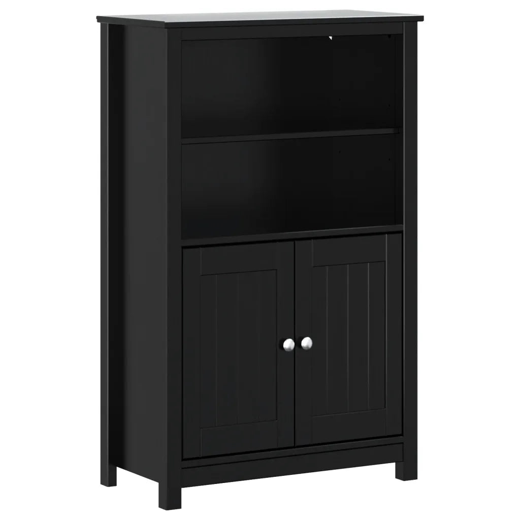 Set Mobili da Bagno 3 pz BERG Nero in Legno Massello di Pino