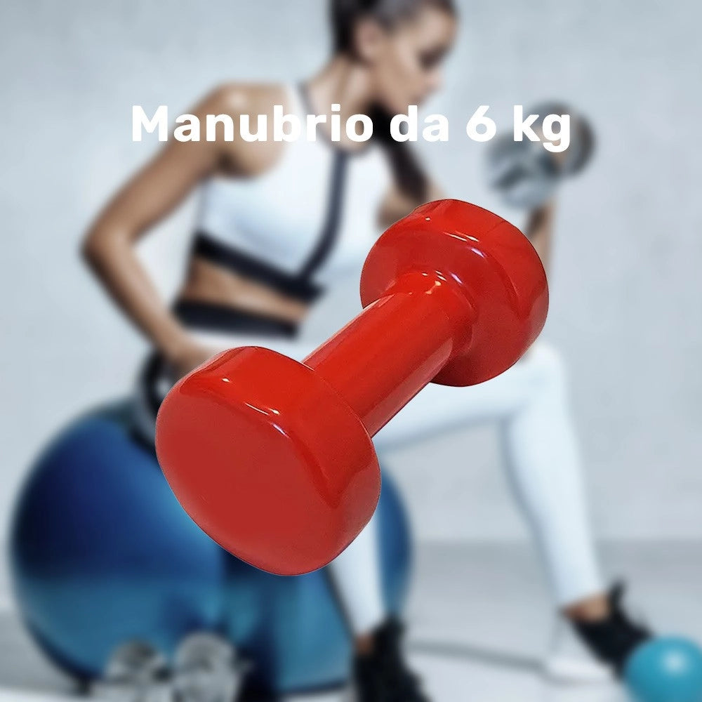 Trade Shop - Manubrio Singolo 6 Kg In Vinile Allenamento Esercizi Casa Palestra Workout Fit -