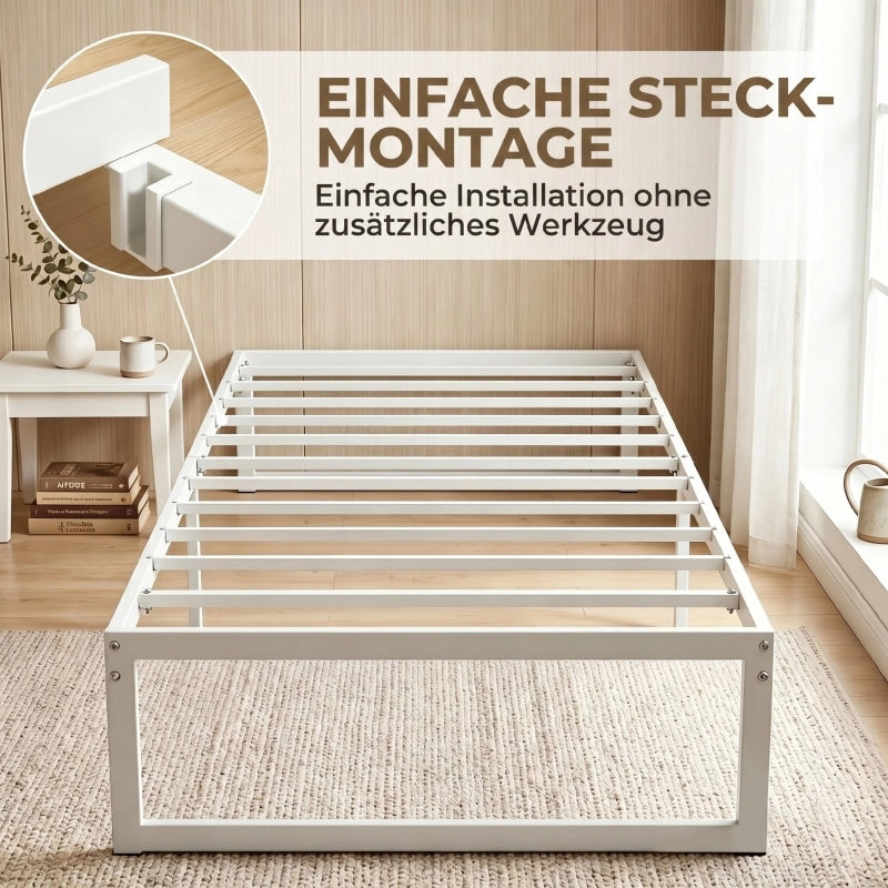 LETTO Singolo 90x200 cm in Metallo Bianco senza testiera con spazio contenitore