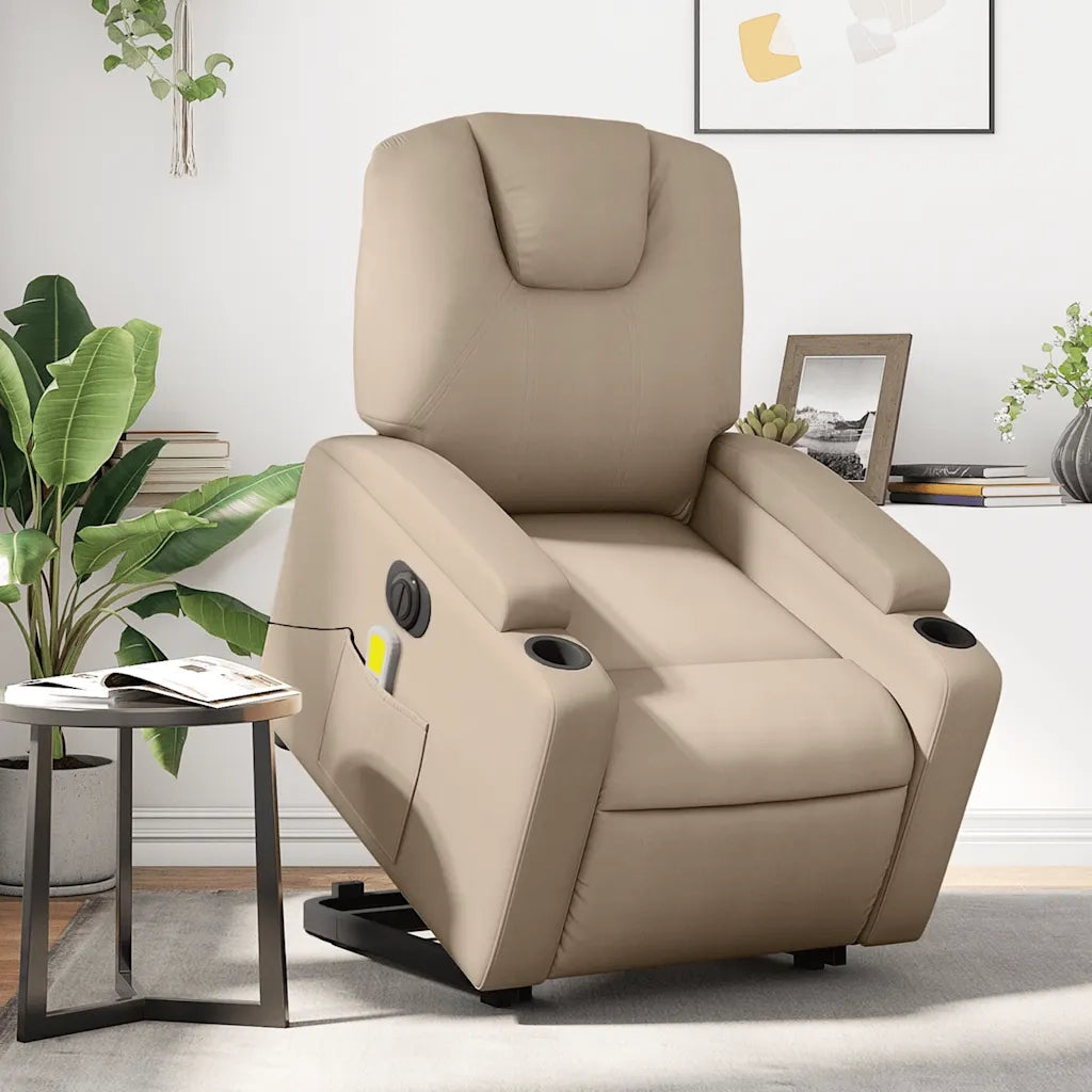 Poltrona Alzapersona Massaggio Elettrica Cappuccino Similpelle 3204457