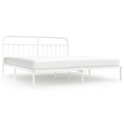 Letto matrimoniale | Letto per adulti | Giroletto con Testiera Metallo Bianco 193x203 cm