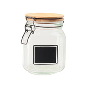 MA MAISON PURE GLAS BARATTOLO IN VETRO CON TAPPO IN LEGNO CHIUSURA A CLIP + ETICHETTA PER PERSONALIZZAZIONE 12X12X16H CM