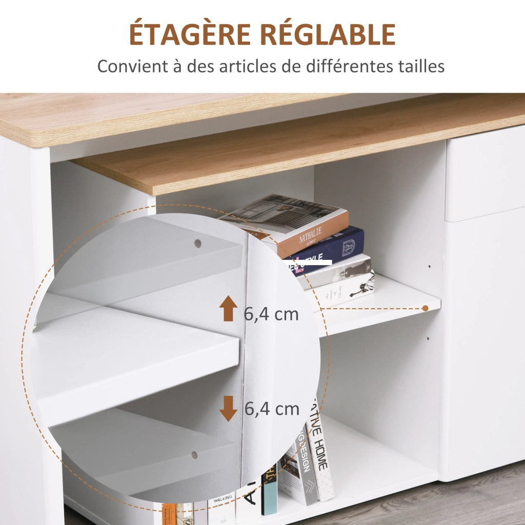 Scrivania Multimediale con Cassetti e Ripiani ¨C Zephmum ¨C Legno Rovere 90x50x75