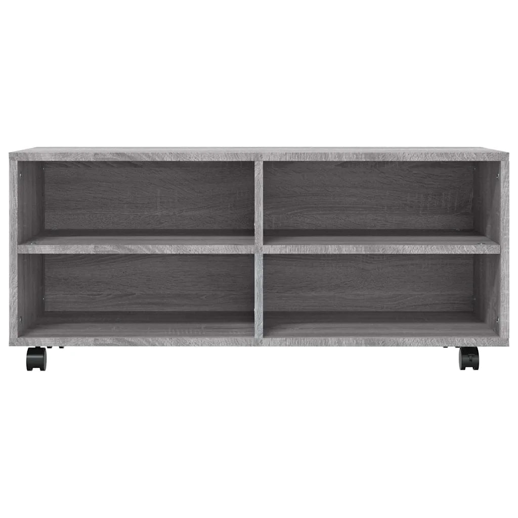 Mobile TV con Ruote Grigio Sonoma 90x35x35cm Legno Multistrato