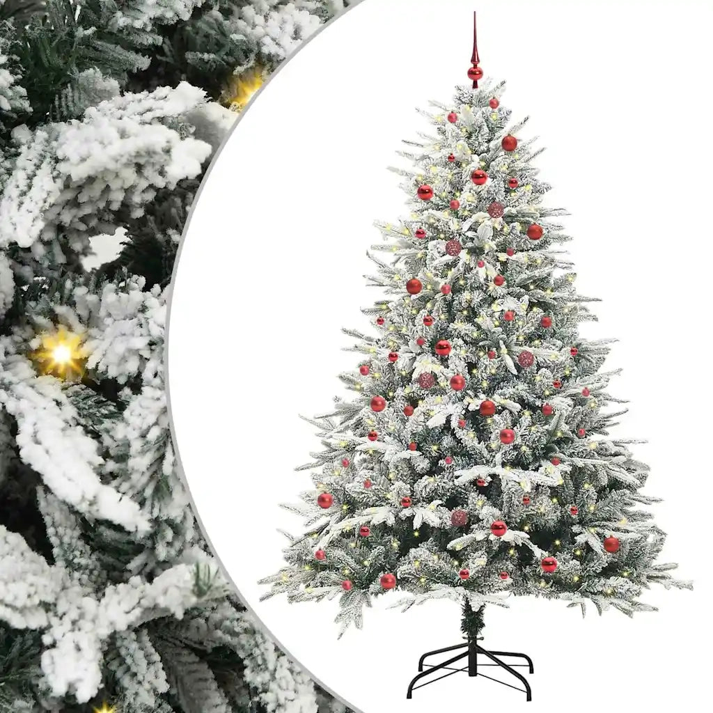 Albero di Natale Artificiale Pre-illuminato con Set di Palline
