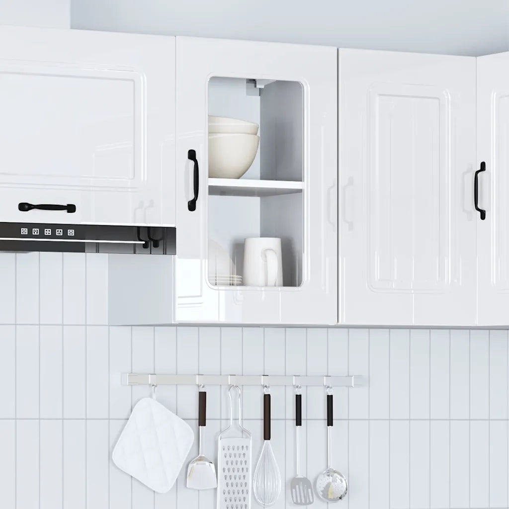 Pensile da Cucina con Porta in Vetro Kalmar Bianco Lucido