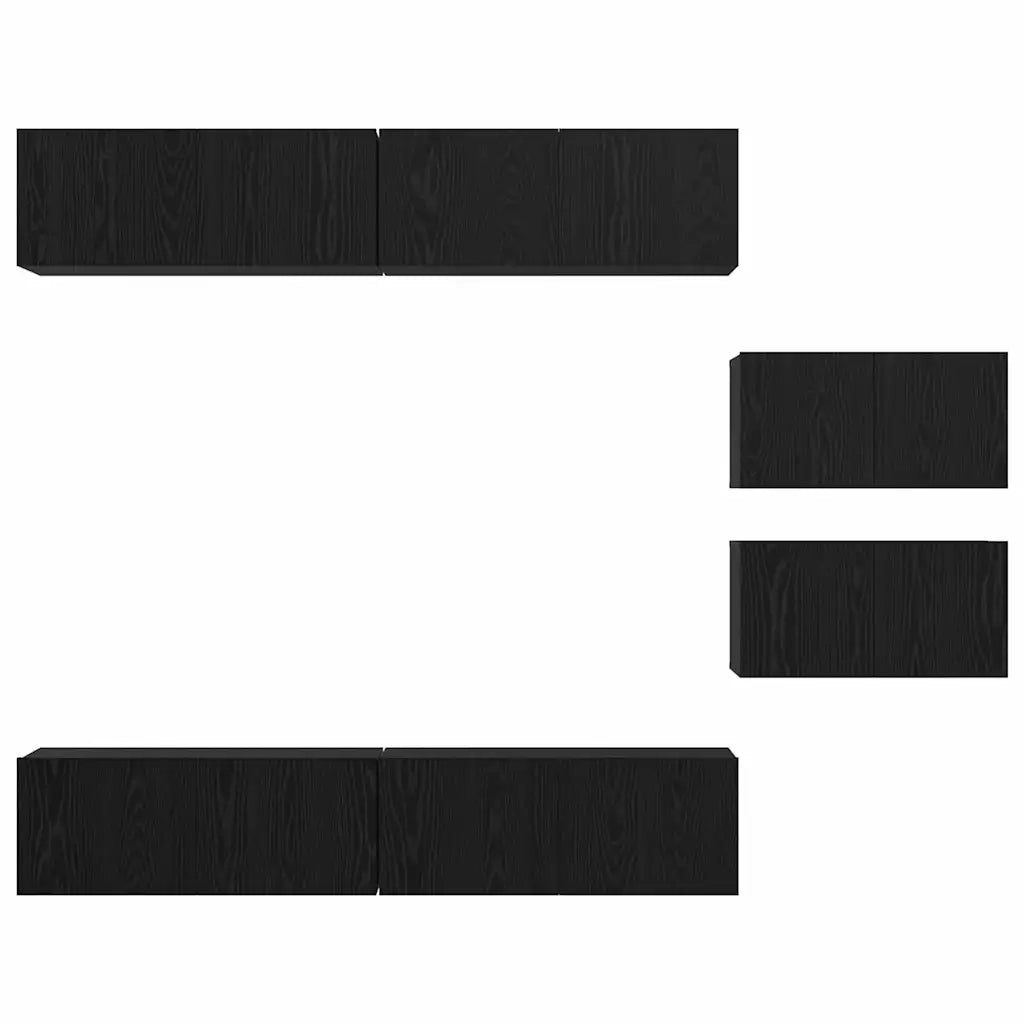 vidaXL Set mobile TV 6 pcs Rovere nero 80 x 30 x 30 cm
