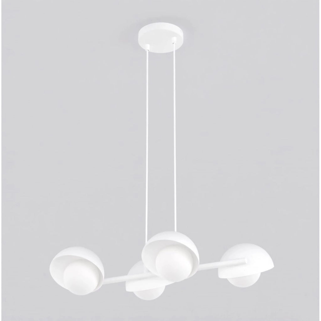 Lampada a sospensione BOOM a quattro luci in acciaio bianco opaco