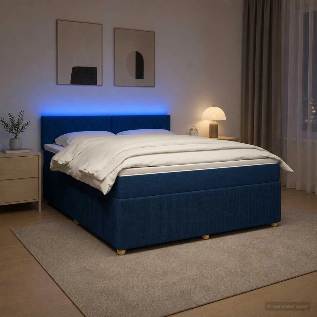 Letto box spring con materasso Blu 160 x 200 cm Tessuto 3452980