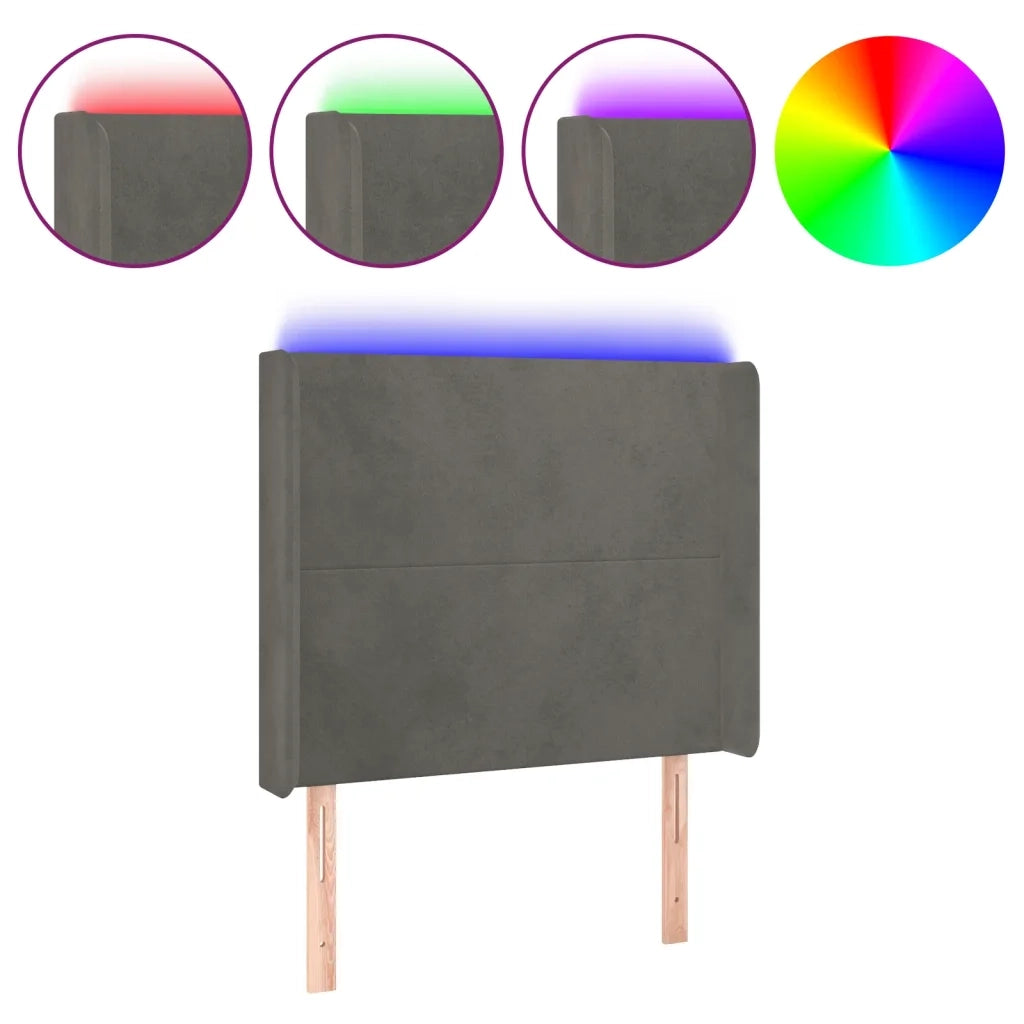 Testiera | Testata a LED Grigio Scuro 83x16x118/128 cm in Velluto