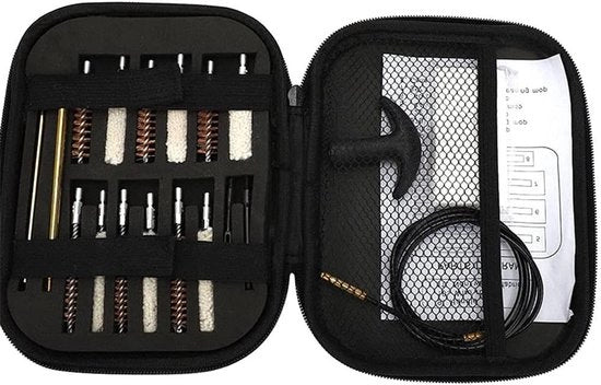 Set Completo di 20 pezzi di Spazzole di Pulizia per Pistola con Tasca Portatile | Accessori per Caccia all'Aperto