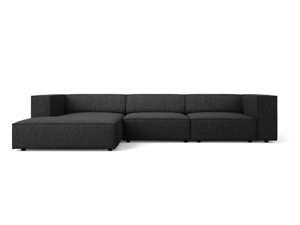 Cosmopolitan Design - Divano angolare sinistro "Arendal" 4 posti in ciniglia nero 