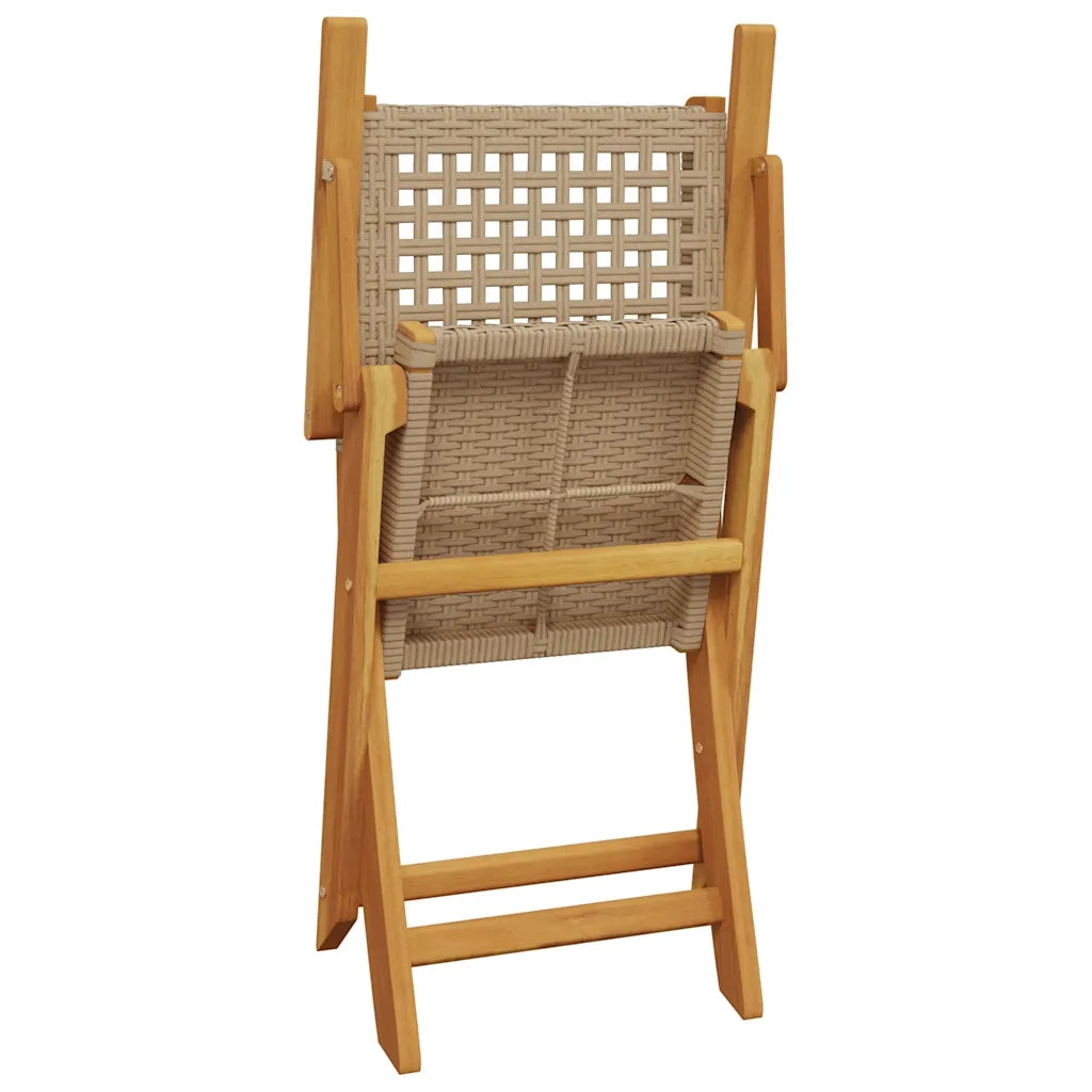 vidaXL Sedie Giardino Pieghevoli 6pz Beige Polyrattan e Legno Massello