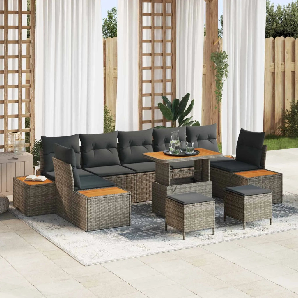 Set Divano da Giardino con cuscino 10 pcs Grigio 3363293