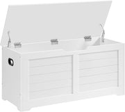 VASAGLE Cassapanca, Panca Portaoggetti, Pouf Organizzatore con 2 Cerniere di Sicurezza, Scarpiera, 40 x 100 x 46 cm, Corridoio, Camera da Letto, Soggiorno, Bianco Nuvola LSB061T10