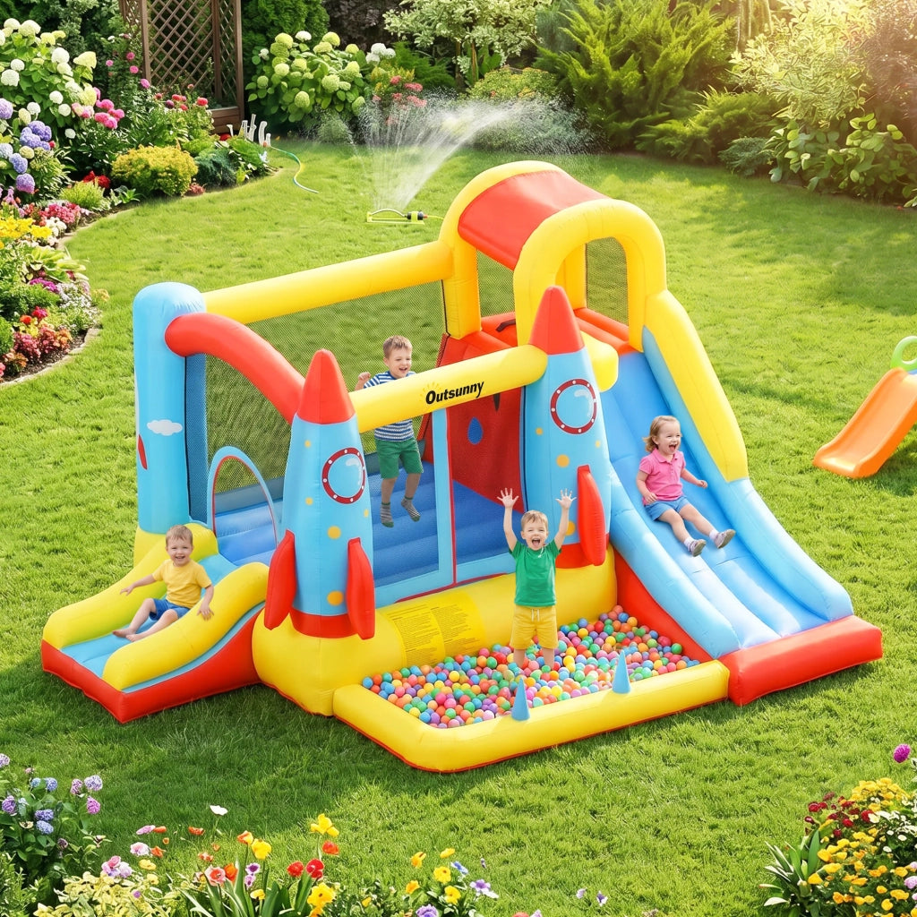 Casetta gonfiabile per bambini con 2 scivoli e piscina ¨C zephmum ¨C 330x265x185 cm multicolore