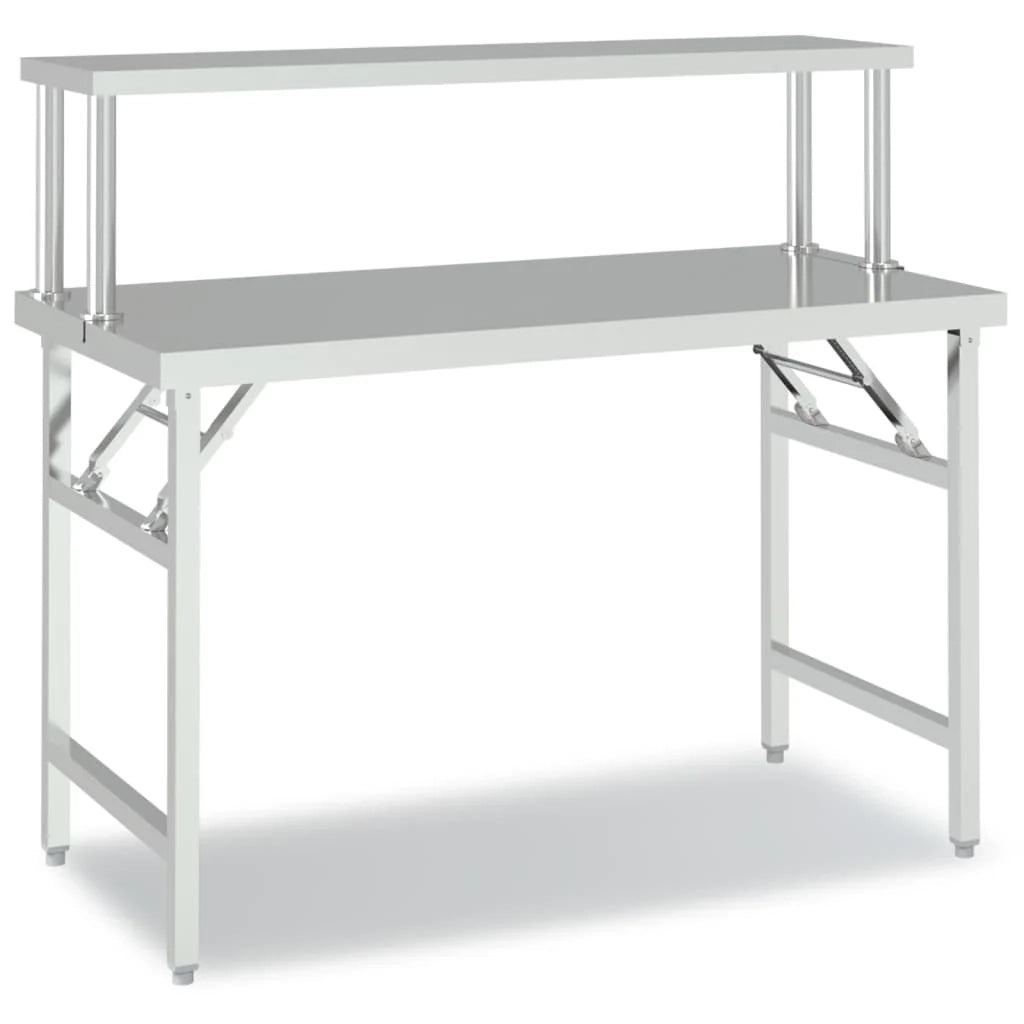 Tavolo da lavoro professionale da cucina con ripiano 120 x 60 x 115 cm acciaio inox 02_0045423