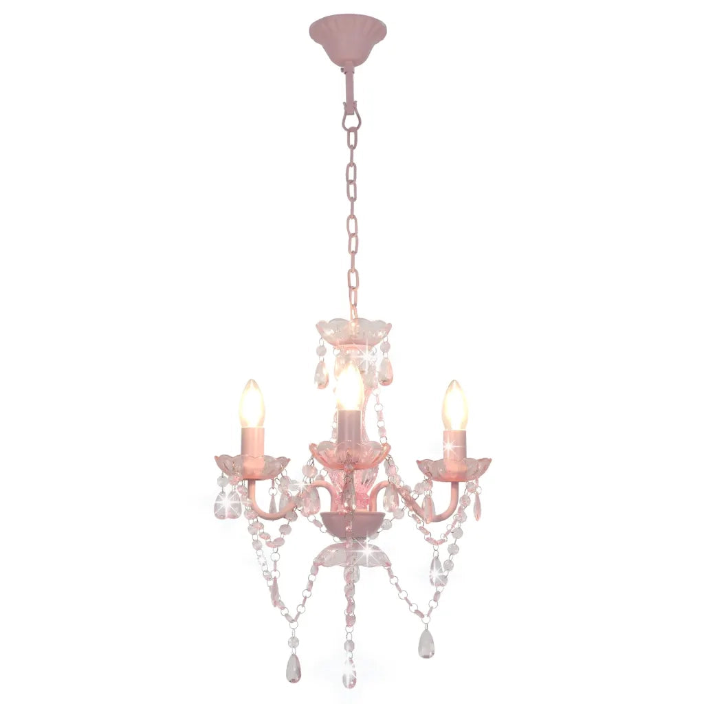 Lampadario con Perline Rosa Tondo 3 E14 CFW1549401