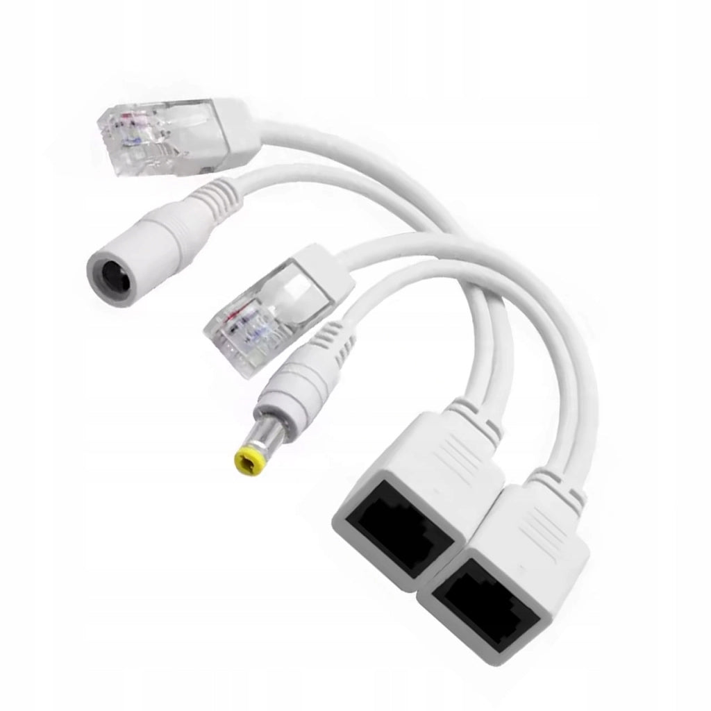 Set Adattatori PoE RJ45 + Alimentazione DC 2.1/5.5 Rosfix P-PoE1 – Compatibile con IP Camere, NVR, Router
