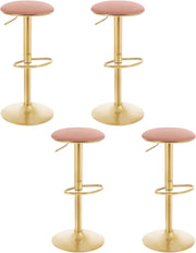 Sgabelli da Cucina Set di 4 Girevoli a 360°, Sgabelli da Bar Regolabili in Altezza da 60 a 80,5 cm, Sgabelli Alti con Seduta in Velluto per Sala da Pranzo, Soggiorno, Bar, Rosa, BH302rs-4