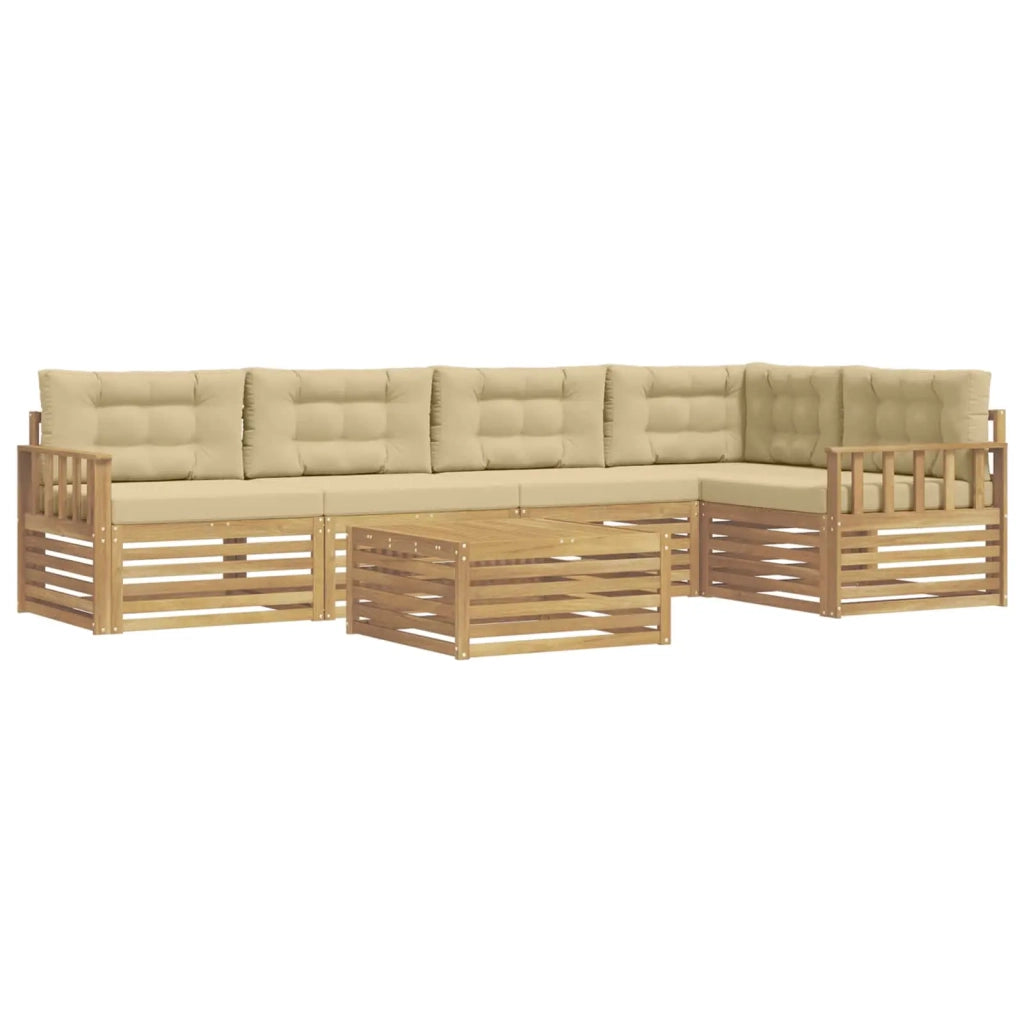 Set di divani da esterno 6 pcs Bianco e Beige Poliestere