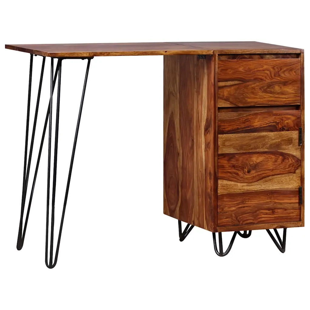 Scrivania con 1 Cassetto 1 Armadietto Legno Massello Acacia 244359