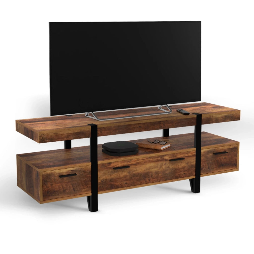 IDMarket - AUSTRIA Soporte de TV con cajones de madera, patas de pino 140 cm