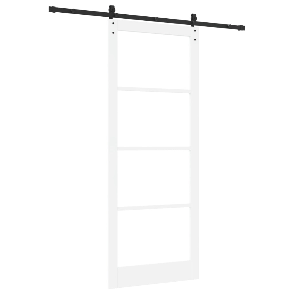 Porta Scorrevole  con Set di Accessori 'ORKDAL'Bianca Legno Massello & Vetro