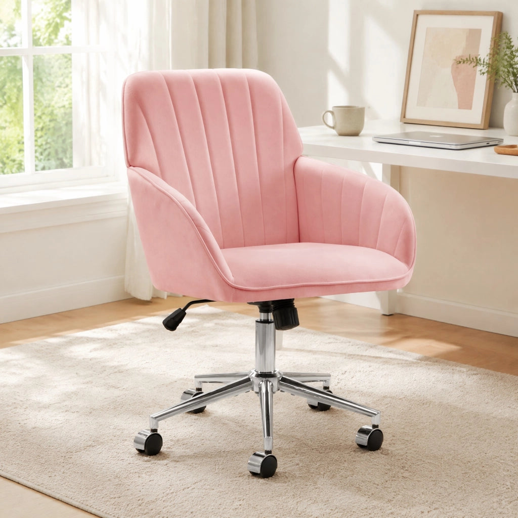 SEDIA Girevole Regolabile 50-59 cm Velluto Rosa