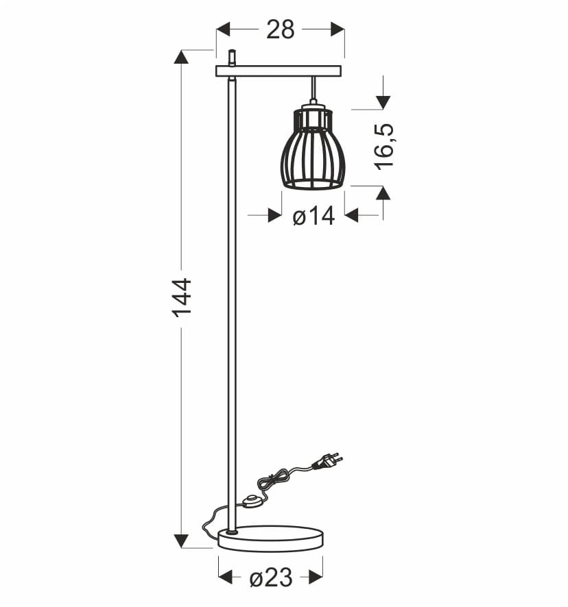 Lampada da terra Candellux Bernita nera legno 1xE14