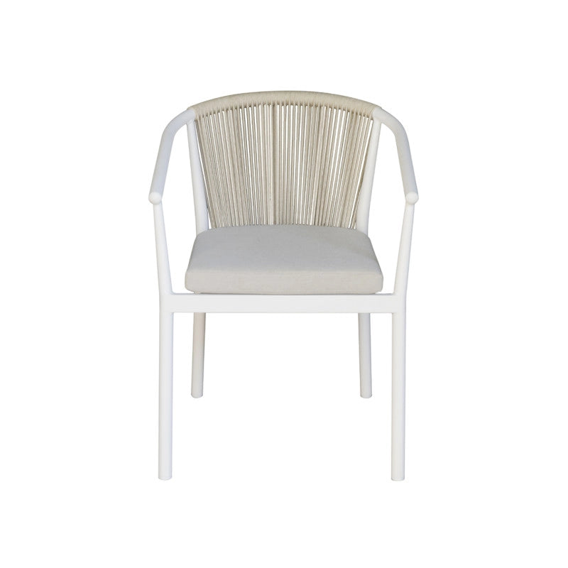 Sedia Verona Contract In Alluminio Bianco E Corda Per Esterni Beige Moia
