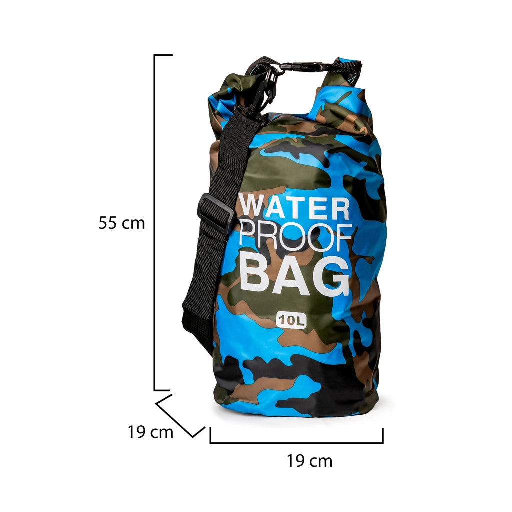 Senine, Borsa Impermeabile Capacità 10 lt, blu Mimetica